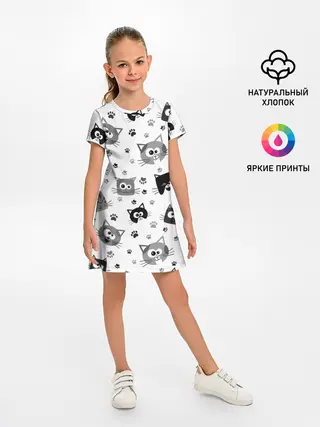 Детское платье / Котики | ЧБ
