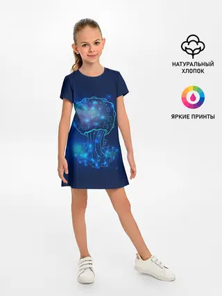 Детское платье / Медуза на синем