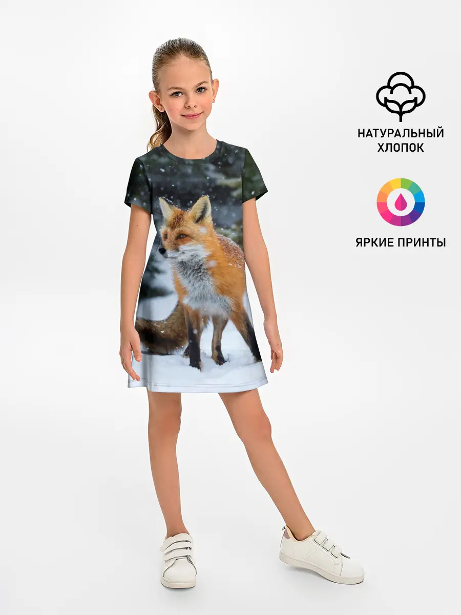 Детское платье / Лиса в зимнем лесу