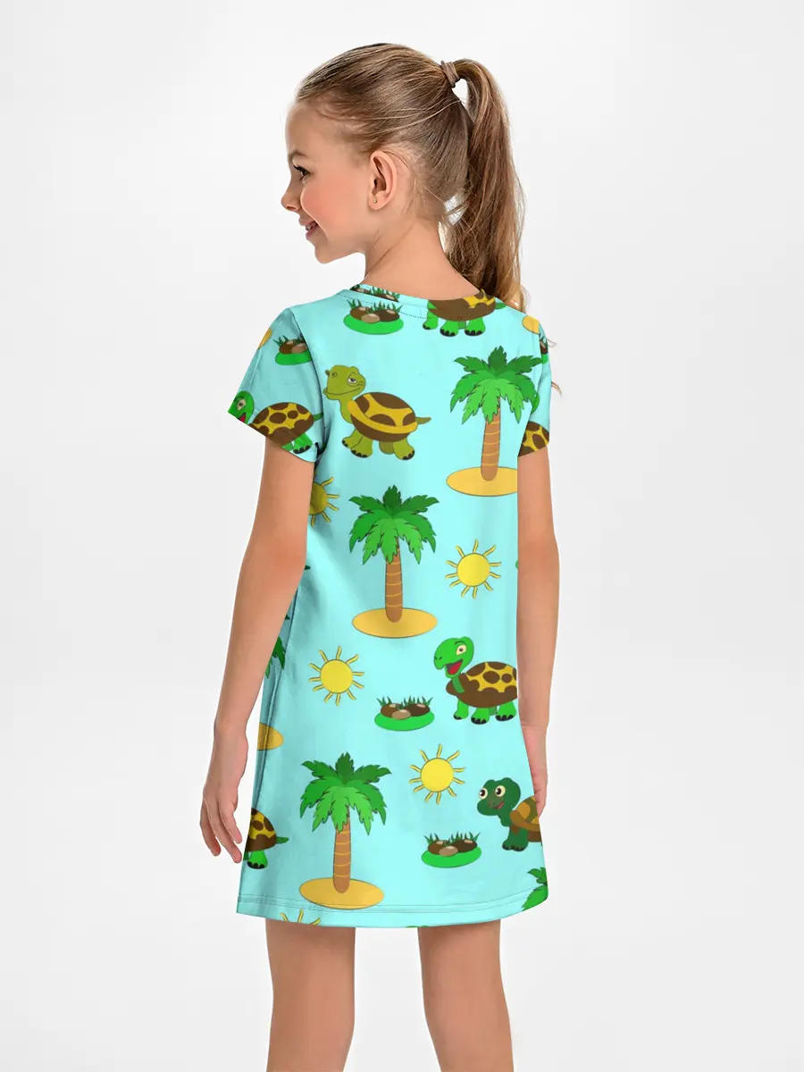 Детское платье / черепашки и пальмы
