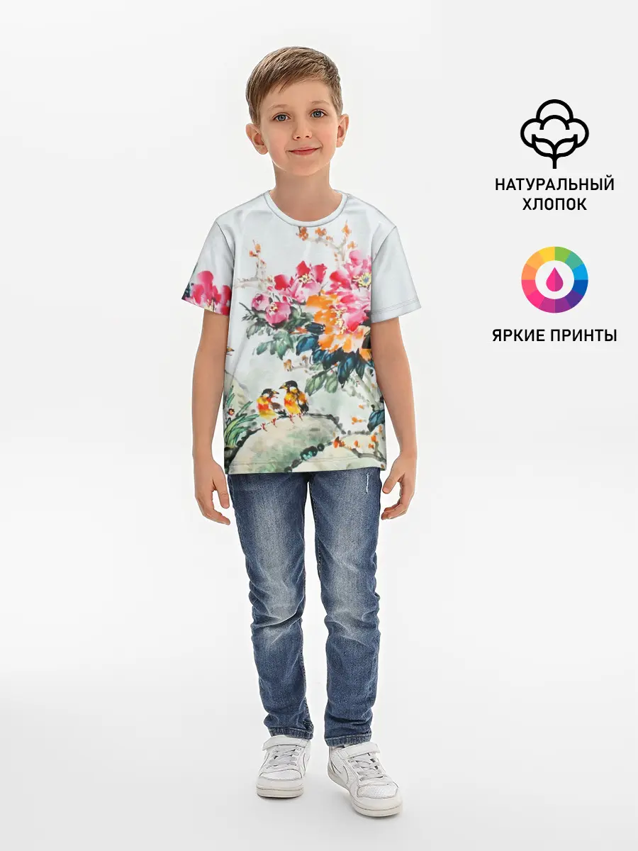 Детская базовая футболка / Японские цветы