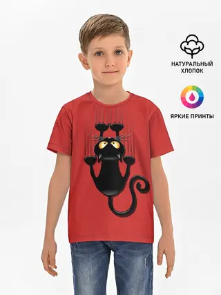 Детская базовая футболка / Черный Кот