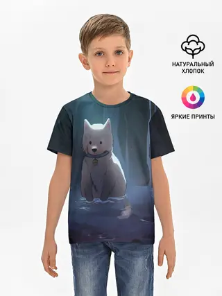 Детская базовая футболка / Одинокий пес в озере слез