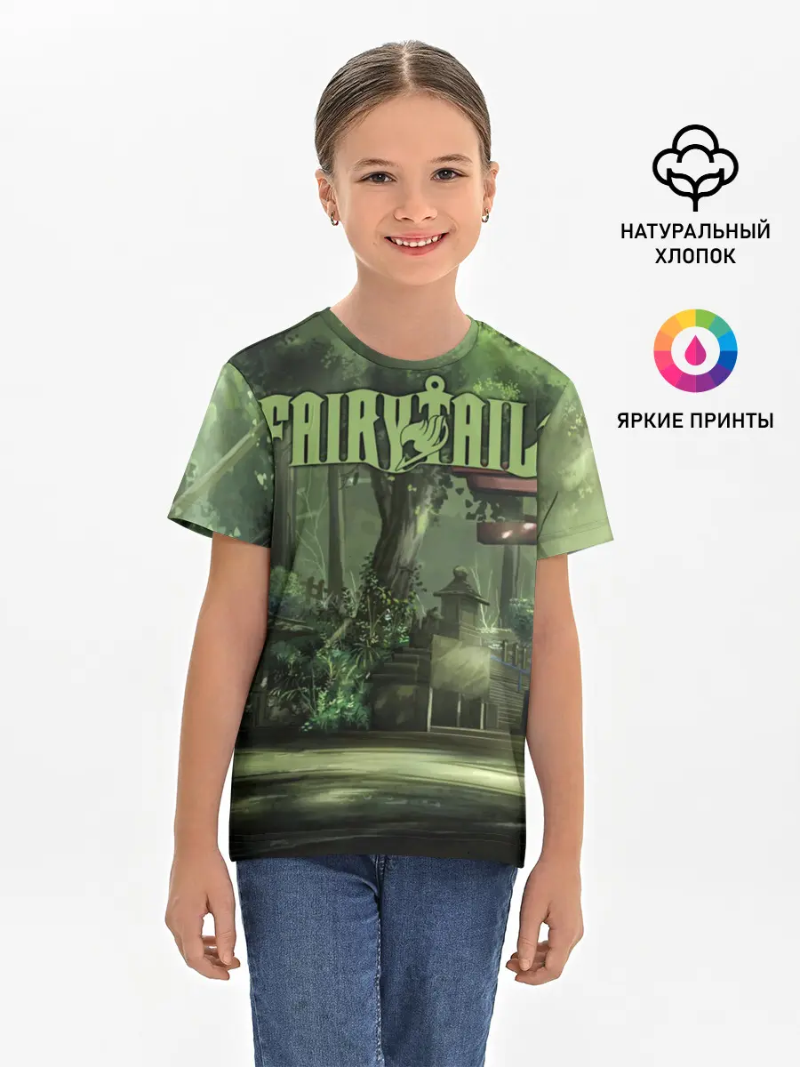 Детская базовая футболка / Фейри Тейл лес
