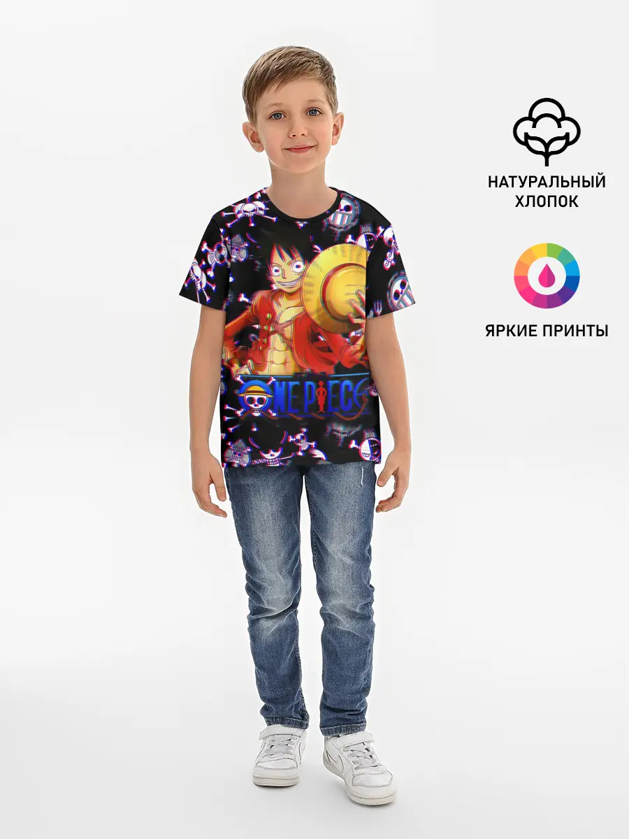 Детская базовая футболка / Луффи One Piece | Glitch