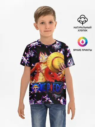 Детская базовая футболка / Луффи One Piece | Glitch