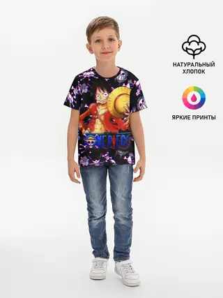 Детская базовая футболка / Луффи One Piece | Glitch