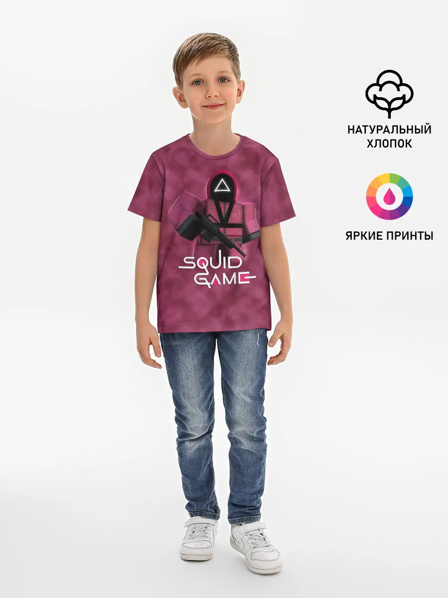 Детская базовая футболка / ИГРА В КАЛЬМАРА РОБЛОКС | SQUID GAME