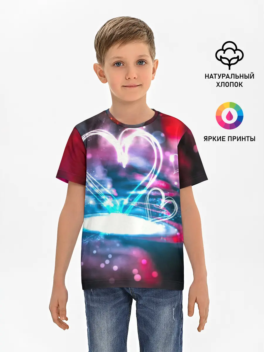 Детская базовая футболка / Неоновое сердце
