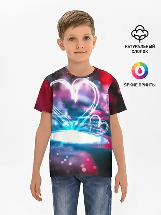 Детская базовая футболка / Неоновое сердце
