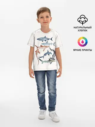 Детская базовая футболка / акулы