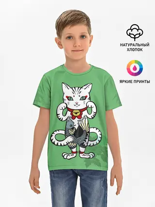 Детская базовая футболка / ЯПОНСКИЙ КОТ | JAPANESE CAT