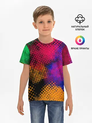 Детская базовая футболка / Цветные Разводы