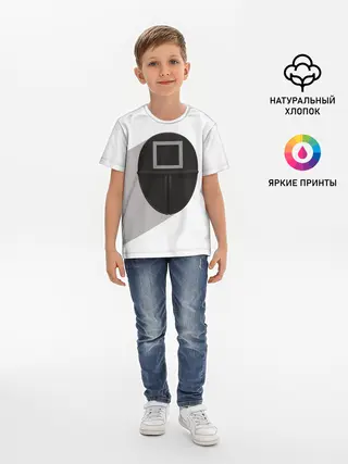 Детская базовая футболка / ИГРА В КАЛЬМАРА КВАДРАТ | SQUID GAME