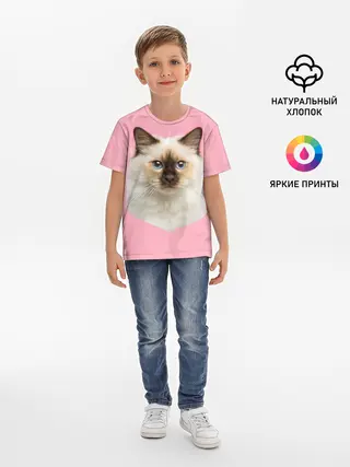 Детская базовая футболка / Пушистый кот
