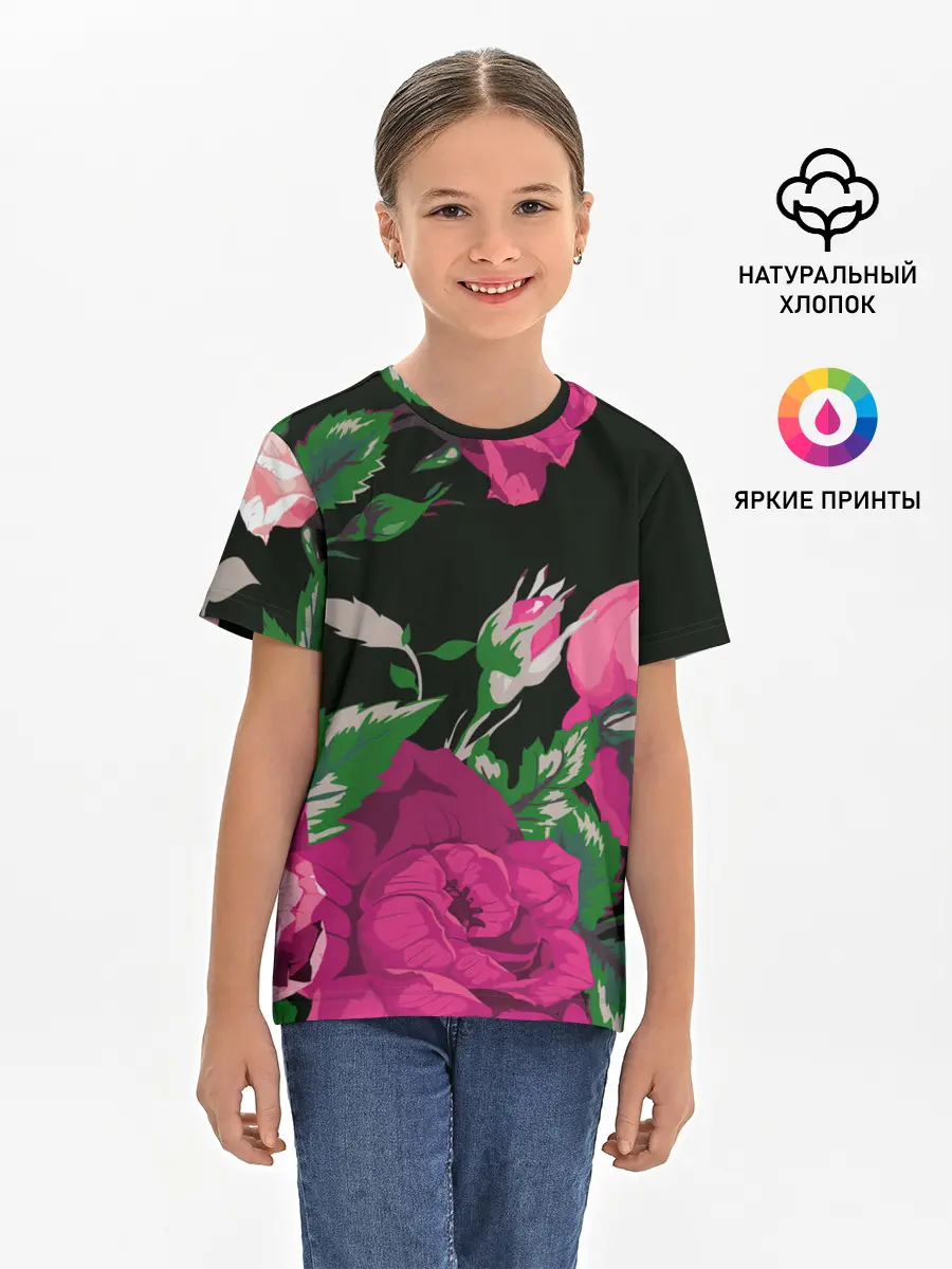 Детская базовая футболка / Розы