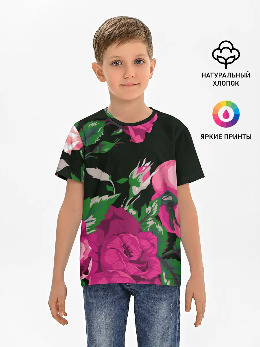 Детская базовая футболка / Розы