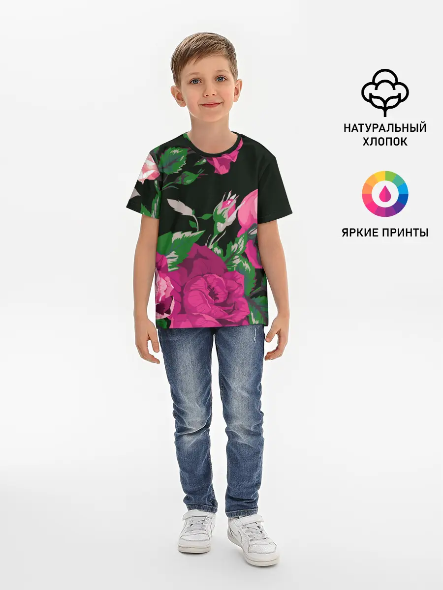 Детская базовая футболка / Розы