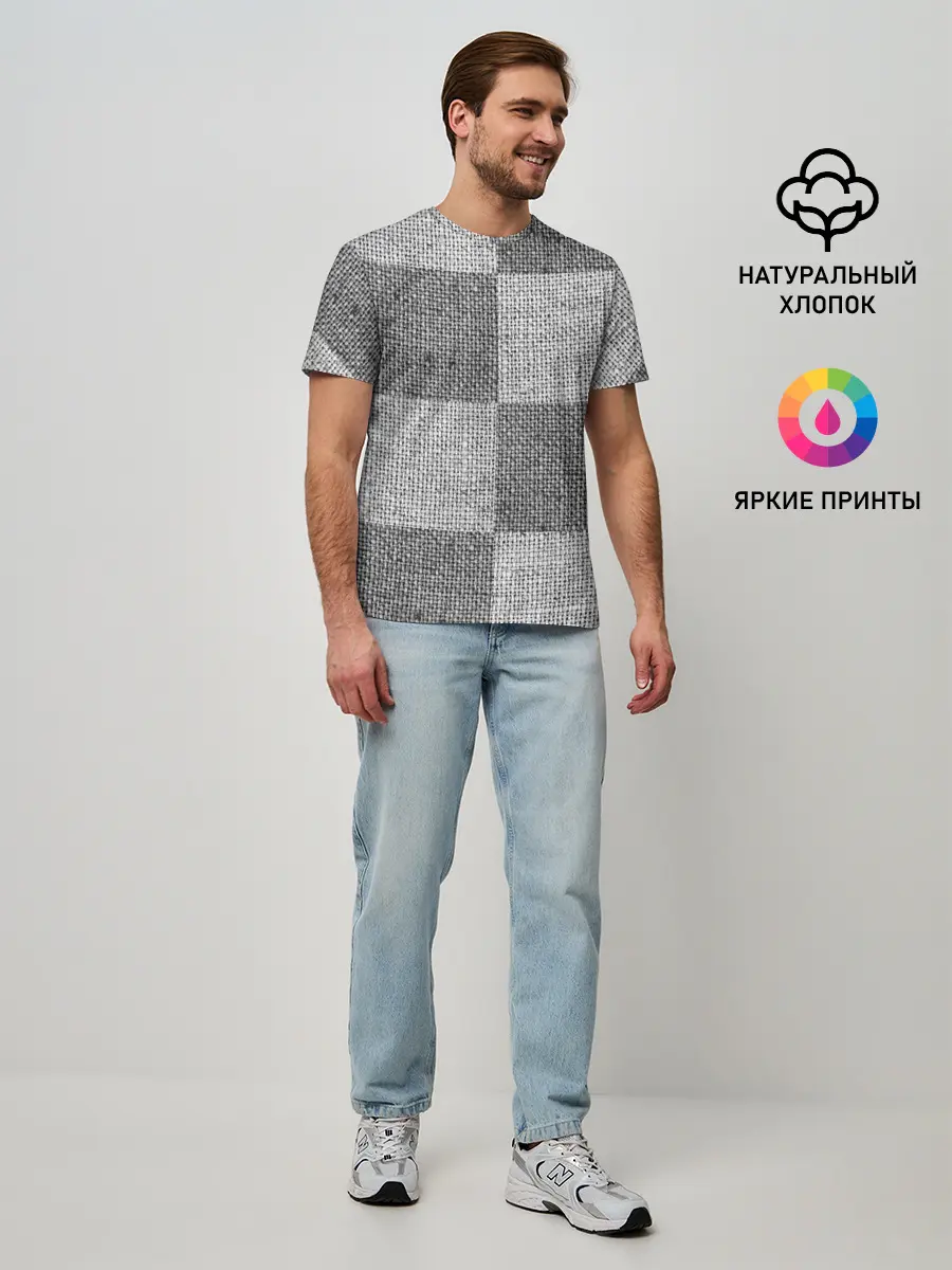 Мужская базовая футболка / Denim Patchwork