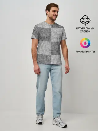 Мужская базовая футболка / Denim Patchwork