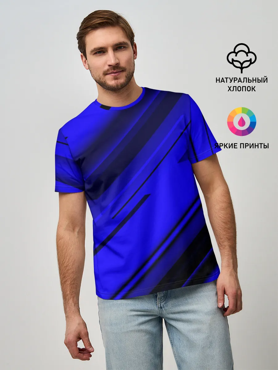Мужская базовая футболка / Blue and Black