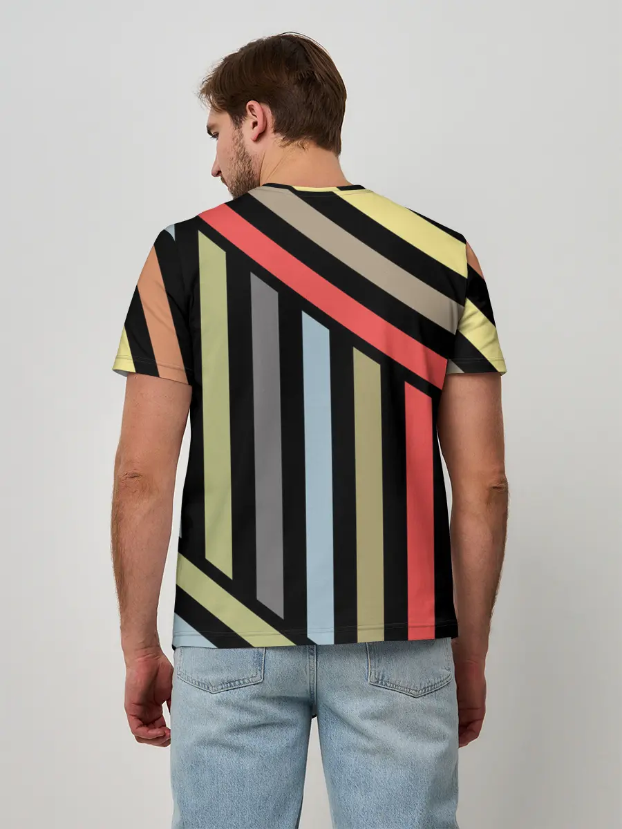 Мужская базовая футболка / Абстрактный полосатый узор