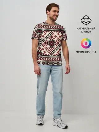 Мужская базовая футболка / СЛАВЯНСКИЙ ОРНАМЕНТ | РУСЬ