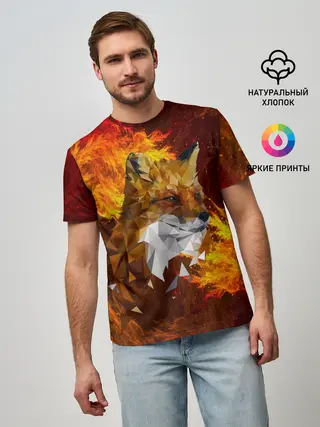 Мужская базовая футболка / Огненный Лис