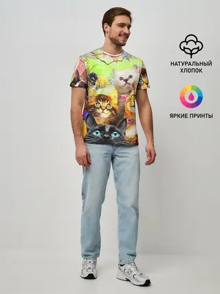 Мужская базовая футболка / КОТЫ