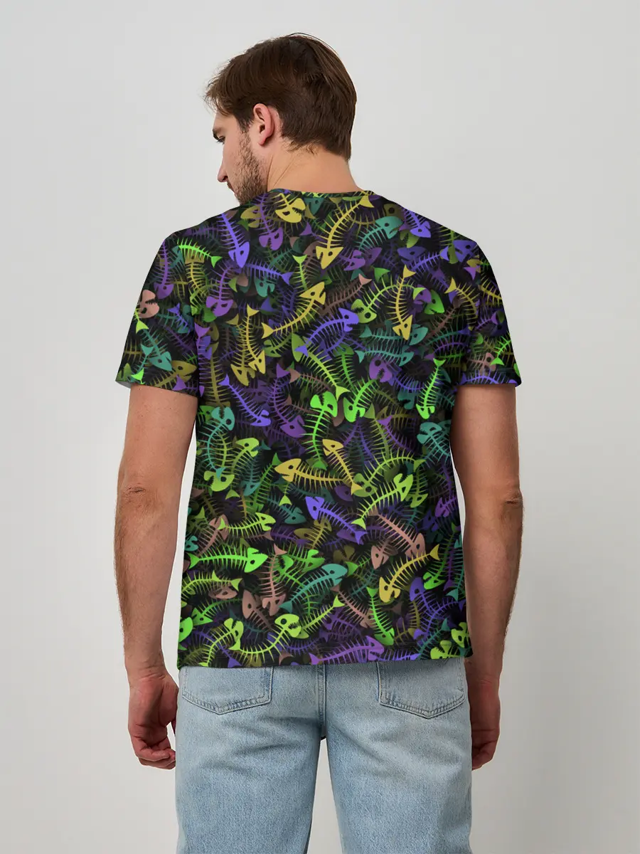 Мужская базовая футболка / Neon Fish Bone