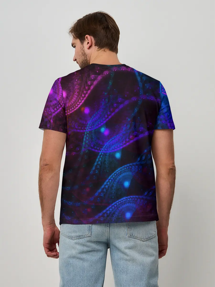 Мужская базовая футболка / NEON FRACTAL