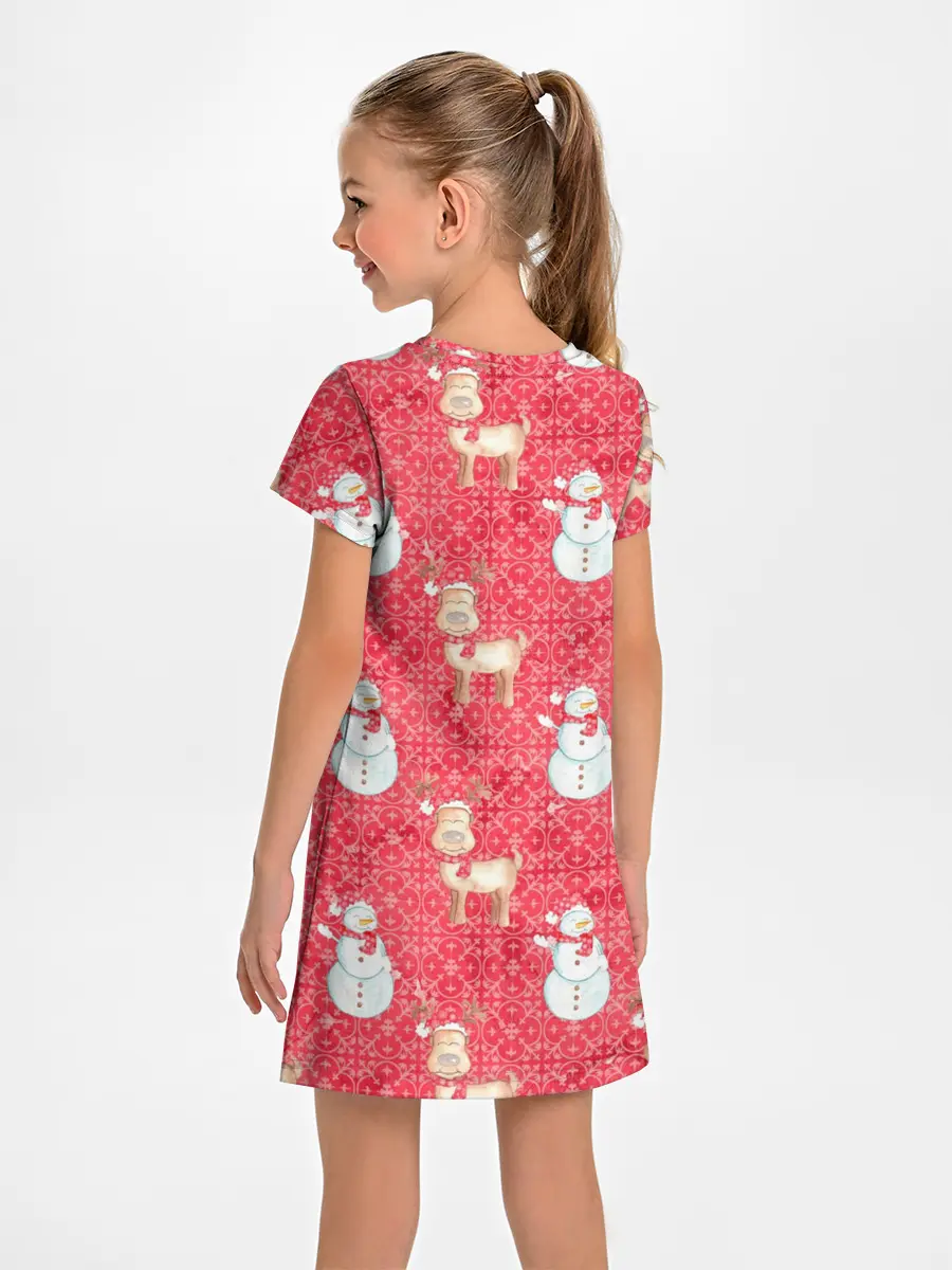 Детское платье / Снеговики и олени