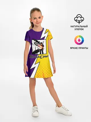 Детское платье / Чёрный Аста фиолетовый/желтый