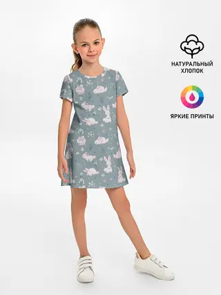 Детское платье / Зайцы на лужайке