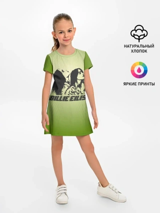 Детское платье / Билли Айлиш на зеленом фоне