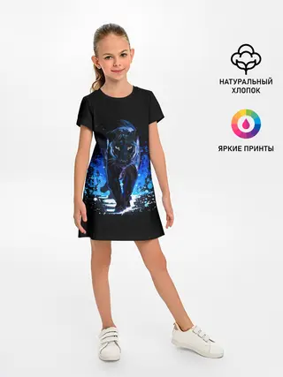 Детское платье / Черная пантера пятна краски