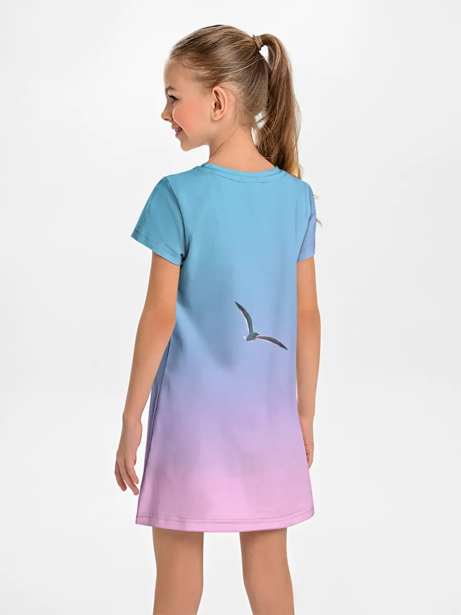 Детское платье / чайки птицы полет градиент