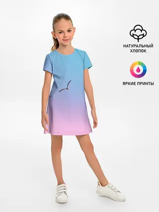 Детское платье / чайки птицы полет градиент