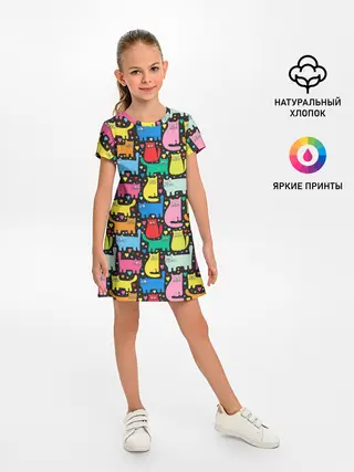 Детское платье / Разноцветные котики