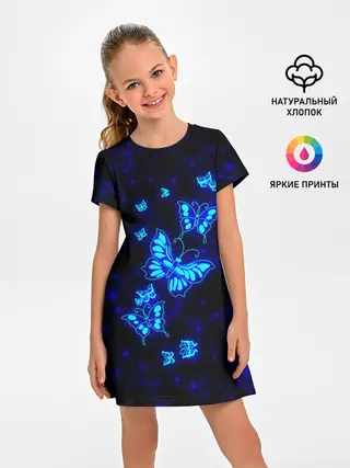 Детское платье / Неоновые бабочки