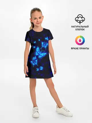 Детское платье / Неоновые бабочки