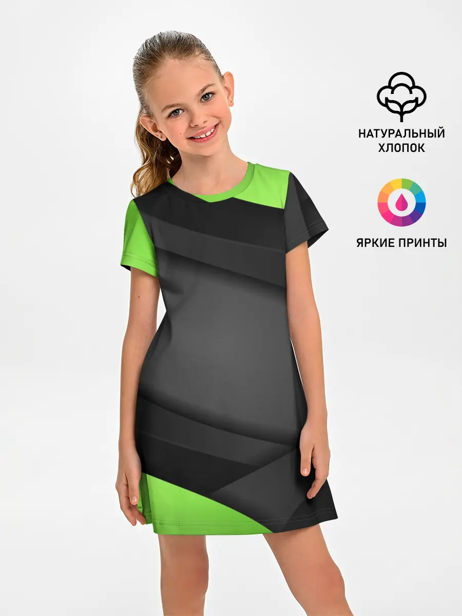 Детское платье / Green / Black