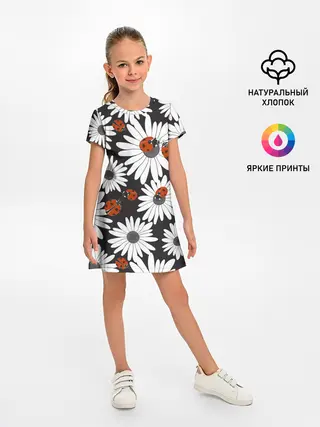 Детское платье / Божьи коровки на ромашках