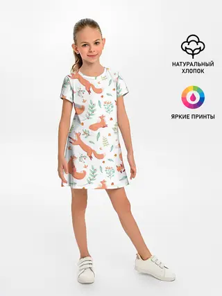Детское платье / Акварельные лисички