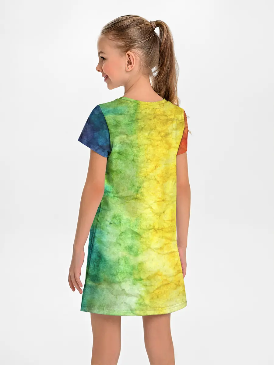 Детское платье / разноцветный акварель градиент