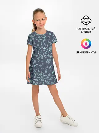 Детское платье / Еда Синий