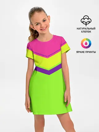 Детское платье / Цветные треугольники_ салатовы