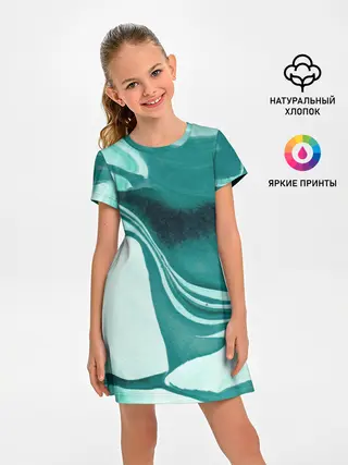 Детское платье / красочный зелёный развод