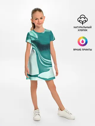 Детское платье / красочный зелёный развод