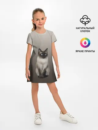 Детское платье / Сиамский кот голубые глаза